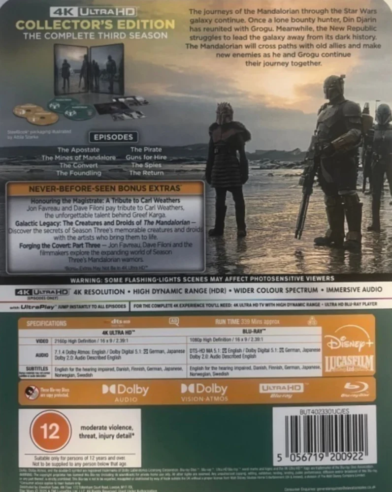 Mandalorian: Kausi 3 - Limited Edition Steelbook (2x 4K Ultra HD & 2x Blu ray) Season 3