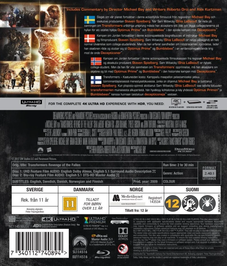 Transformers: Kaatuneiden kosto / Osa 2 (4K Ultra HD + Blu-ray) Transformers: Revenge of the Fallen