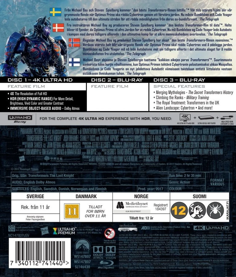 Transformers: Viimeinen ritari / Osa 5 (4K Ultra HD + Blu-ray) Transformers: The Last Knight