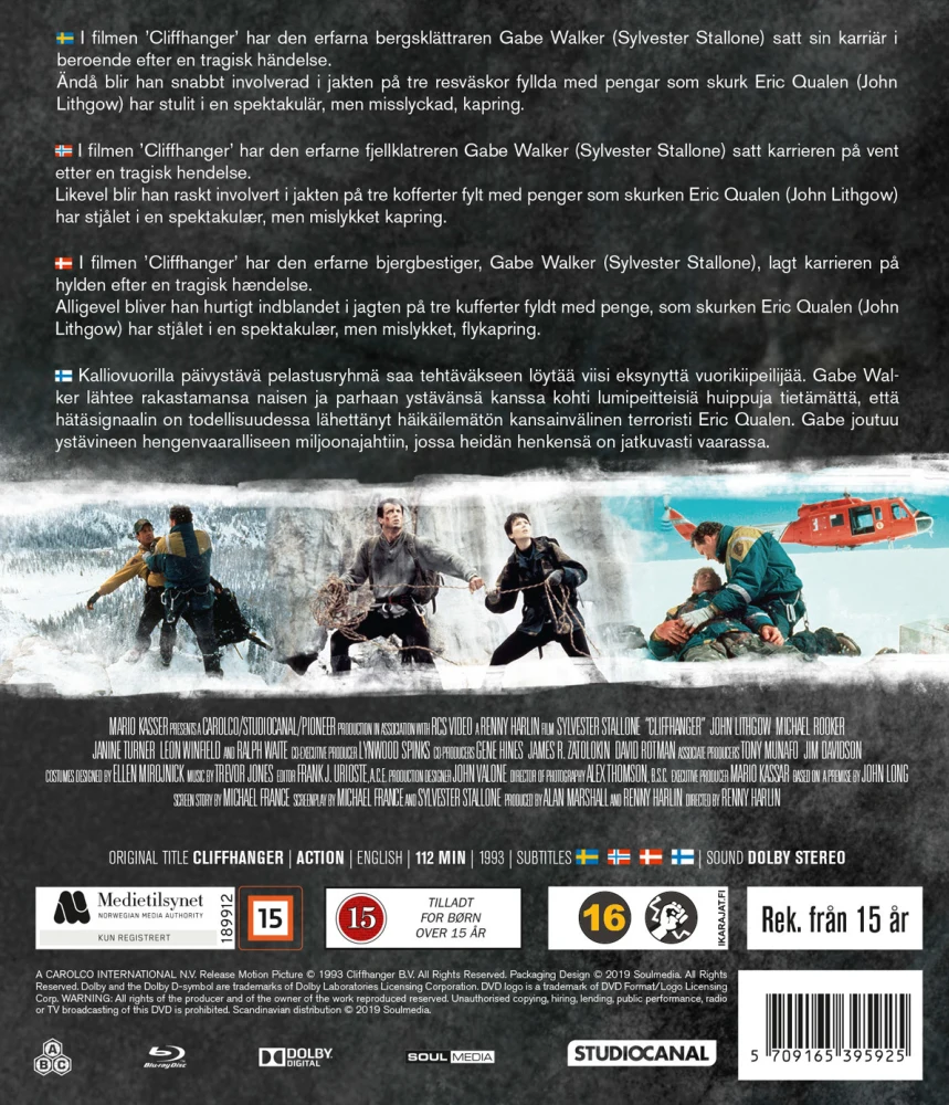 Cliffhanger - kuilun partaalla (Blu-ray) Sylvester Stallone [Ohjaus: Renny Harlin]