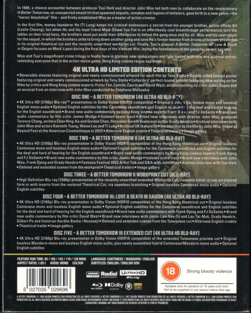 A Better Tomorrow Trilogy - Limited Edition (4K Ultra HD) Arrow