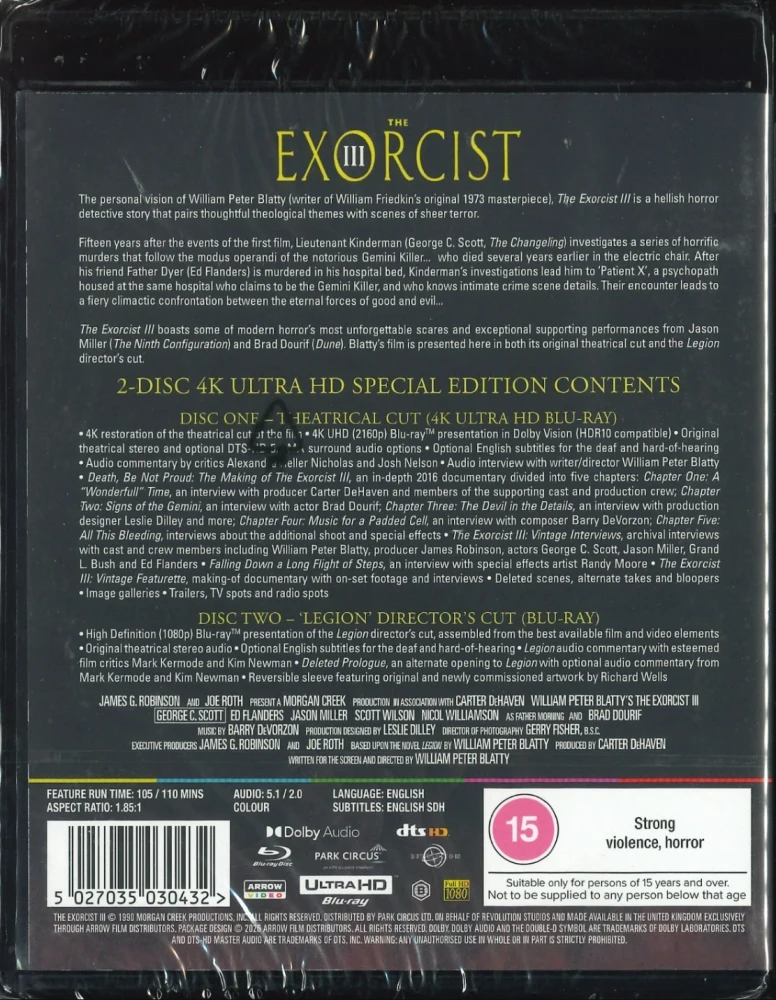 Manaaja 3 - The Exorcist III - Special Edition (4K Ultra HD + Blu-ray) Arrow