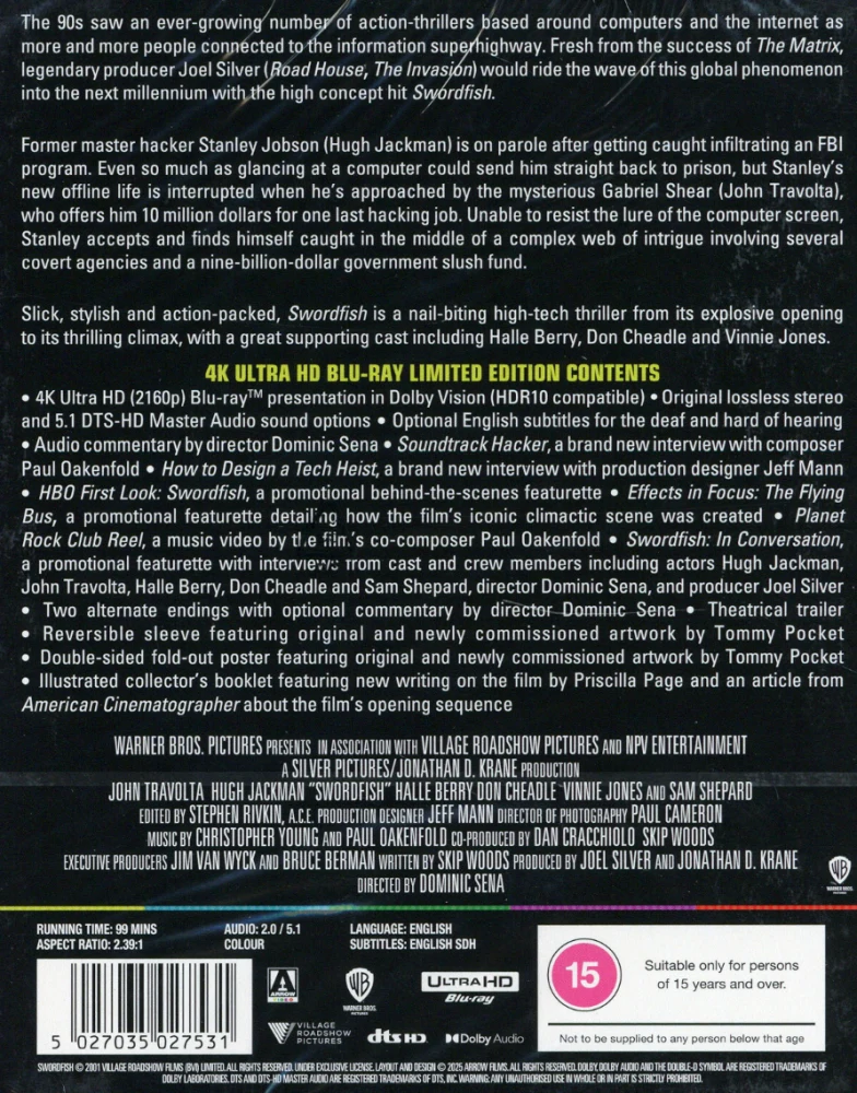 Swordfish (2001) Limited Edition (4K Ultra HD) Salasana: Swordfish (Vihkonen + Juliste) Arrow